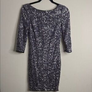 Aqua Elegant Sequin Dress in Silver